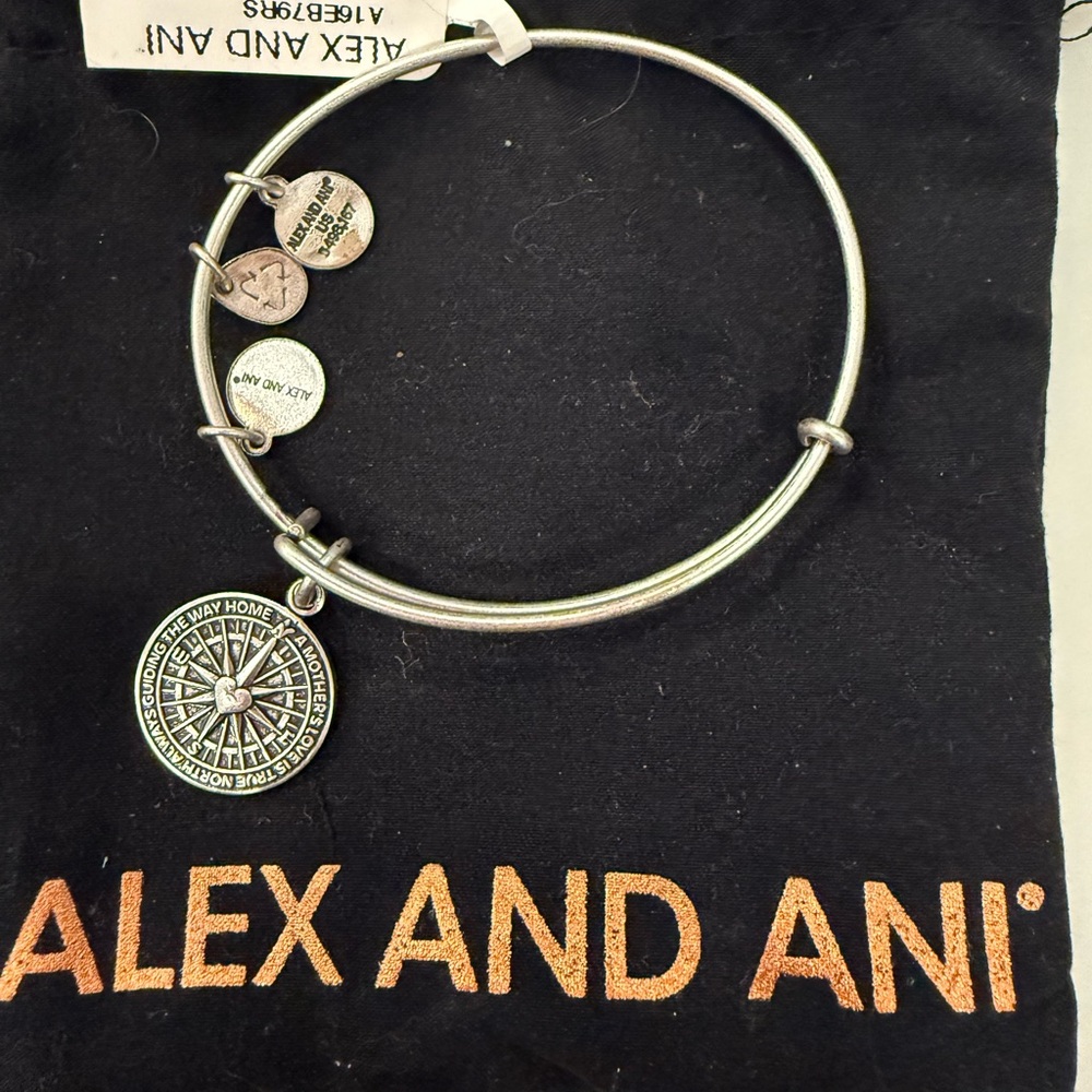 Alex and Ani Silver True Direction Compass Charm Bangle